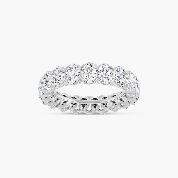 Oval & Emerald Low Profile V-Prong Eternity Band