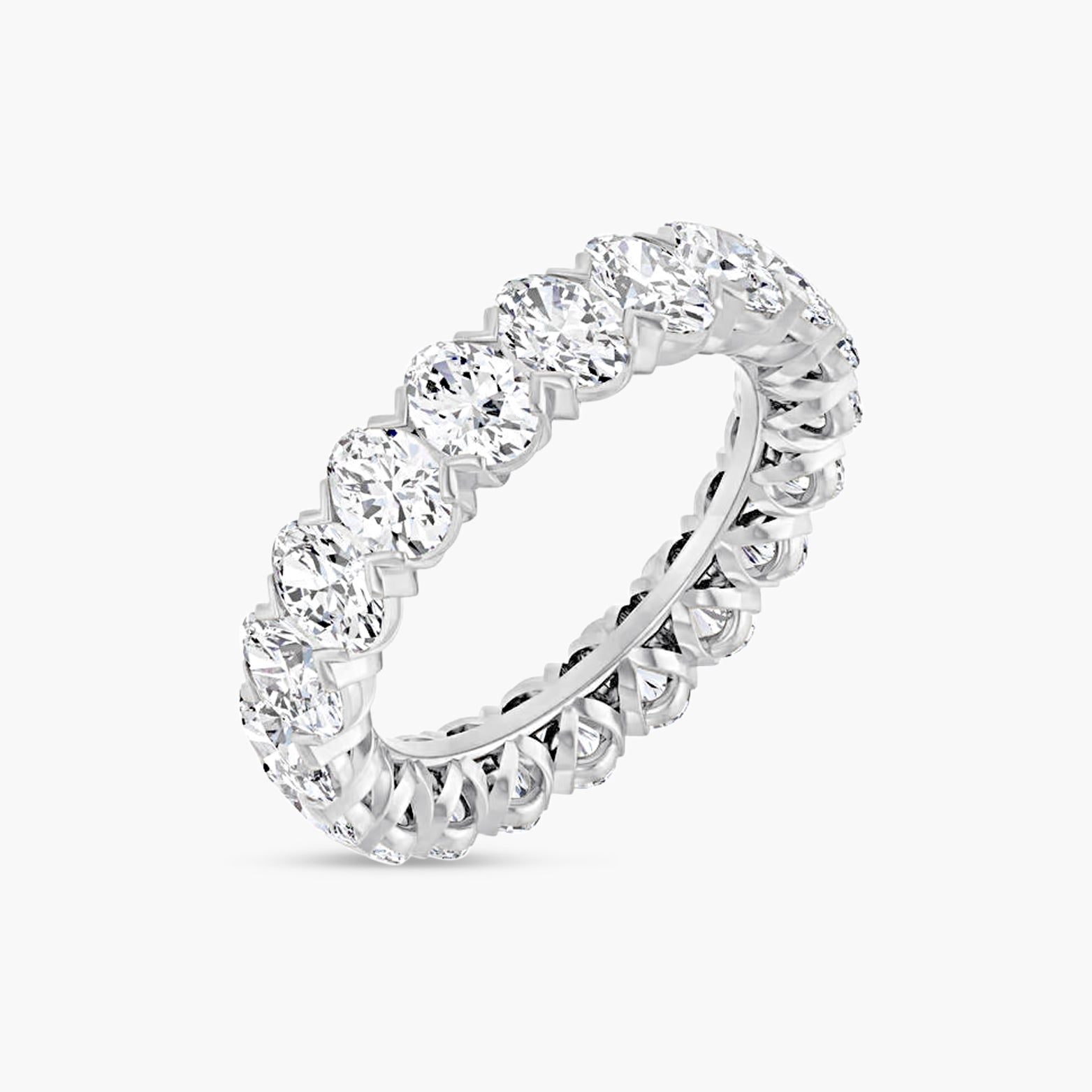 Oval & Emerald Low Profile V-Prong Eternity Band