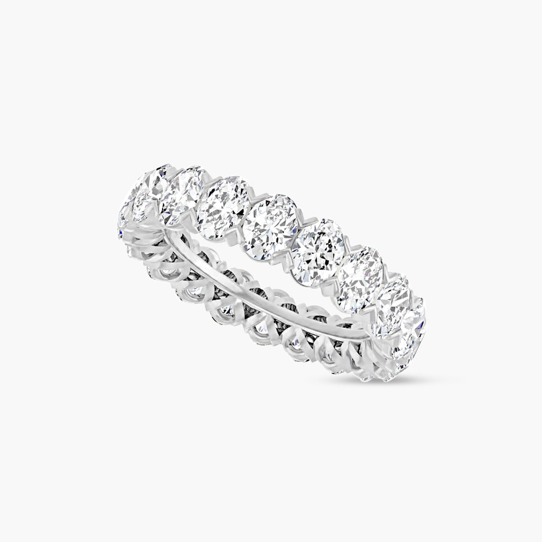 Oval & Emerald Low Profile V-Prong Eternity Band