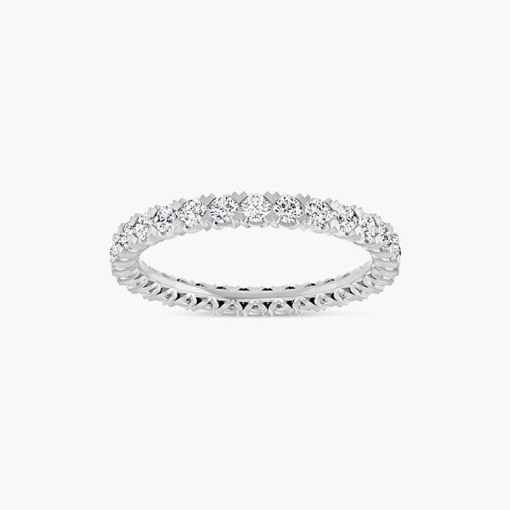 Round Low Profile V-Prong Eternity Band