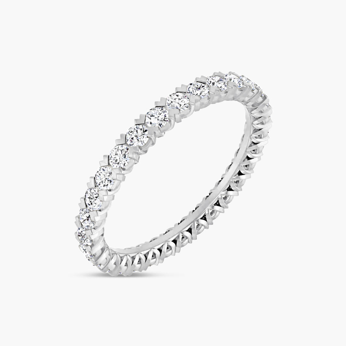Round Low Profile V-Prong Eternity Band