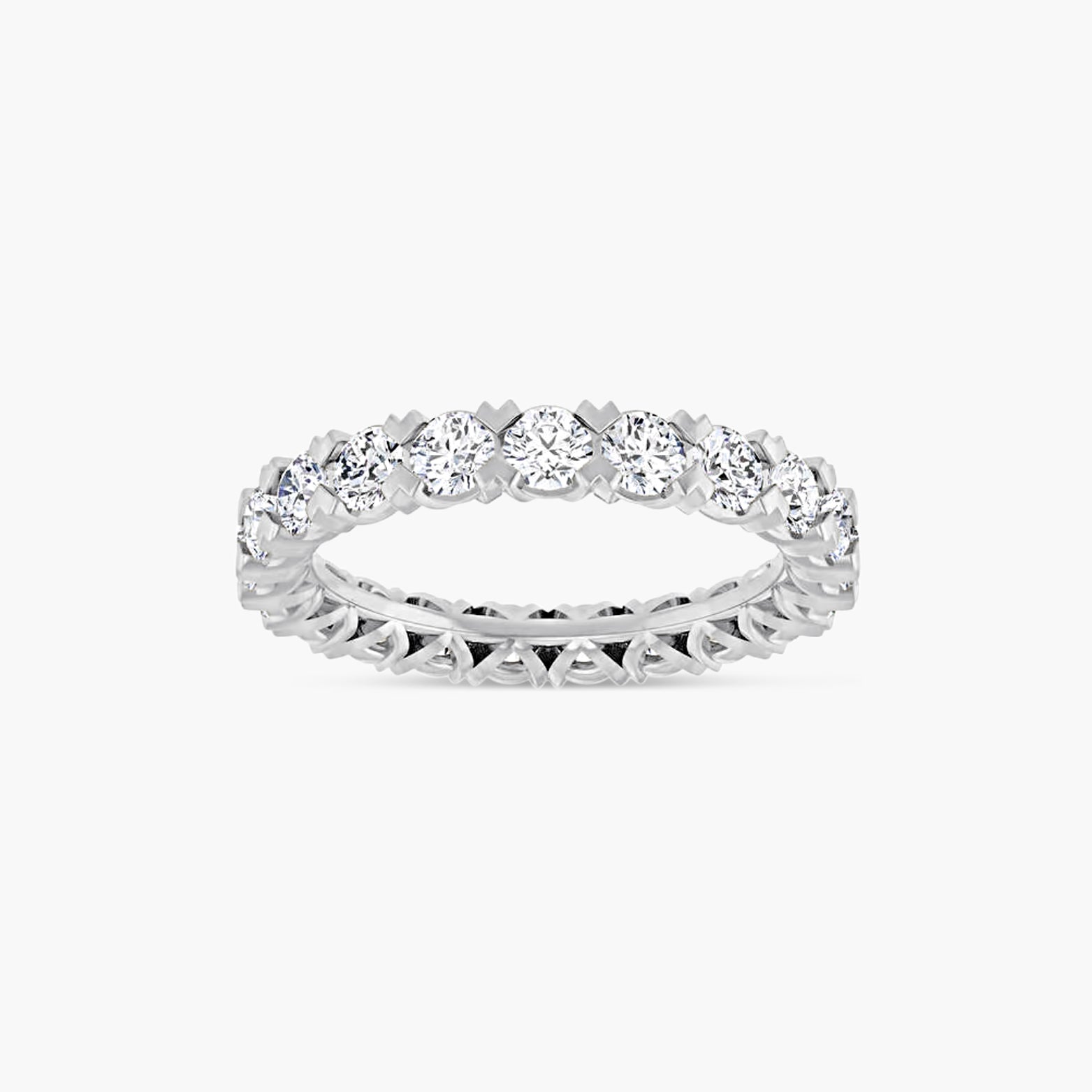 Round Low Profile V-Prong Eternity Band