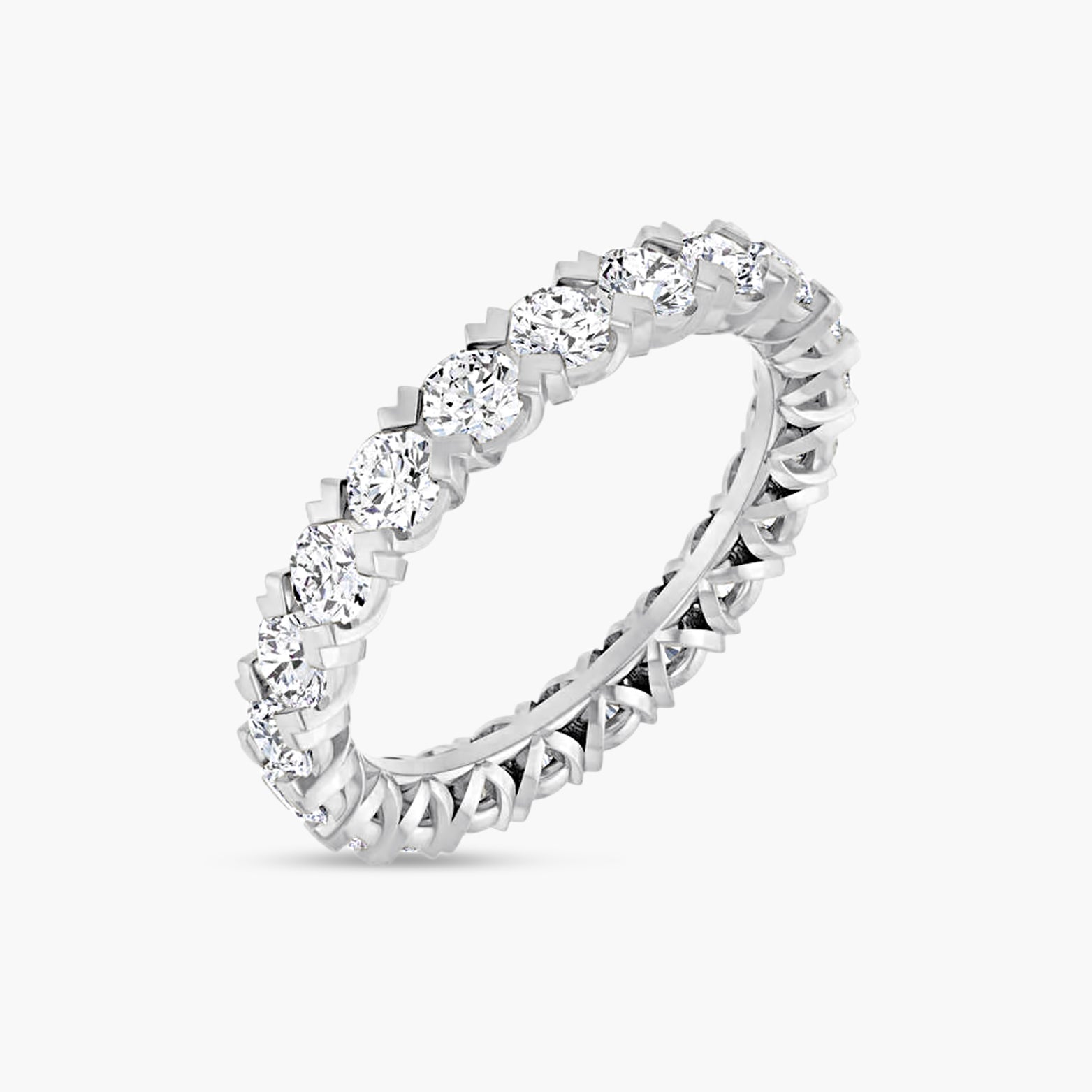 Round Low Profile V-Prong Eternity Band