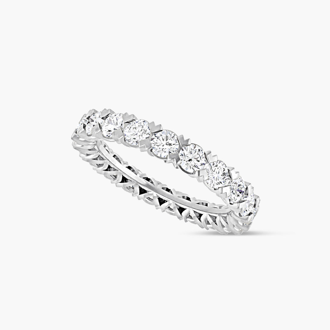 Round Low Profile V-Prong Eternity Band