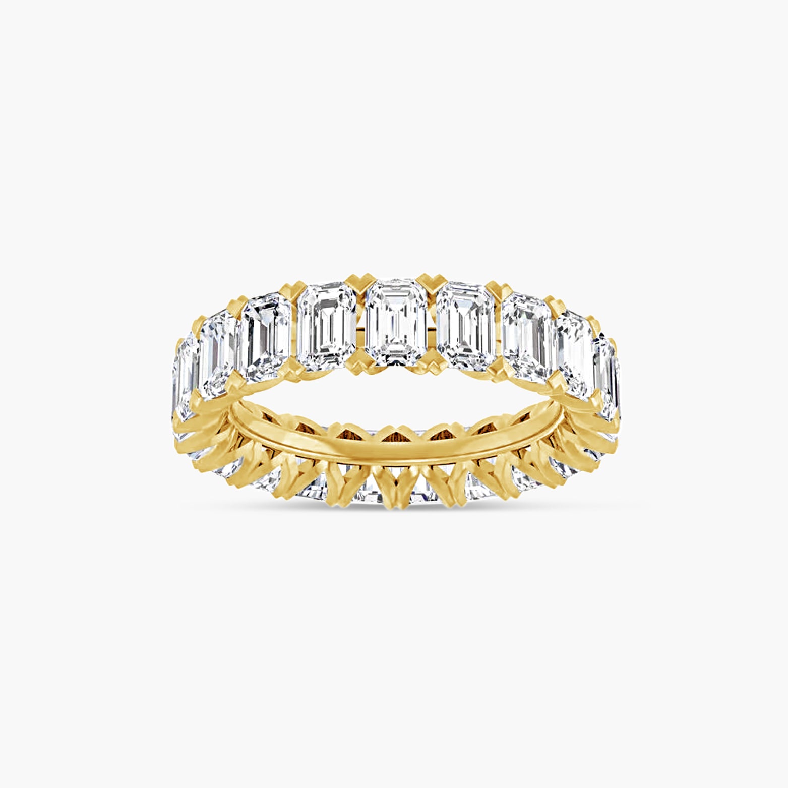 Oval & Emerald Low Profile V-Prong Eternity Band