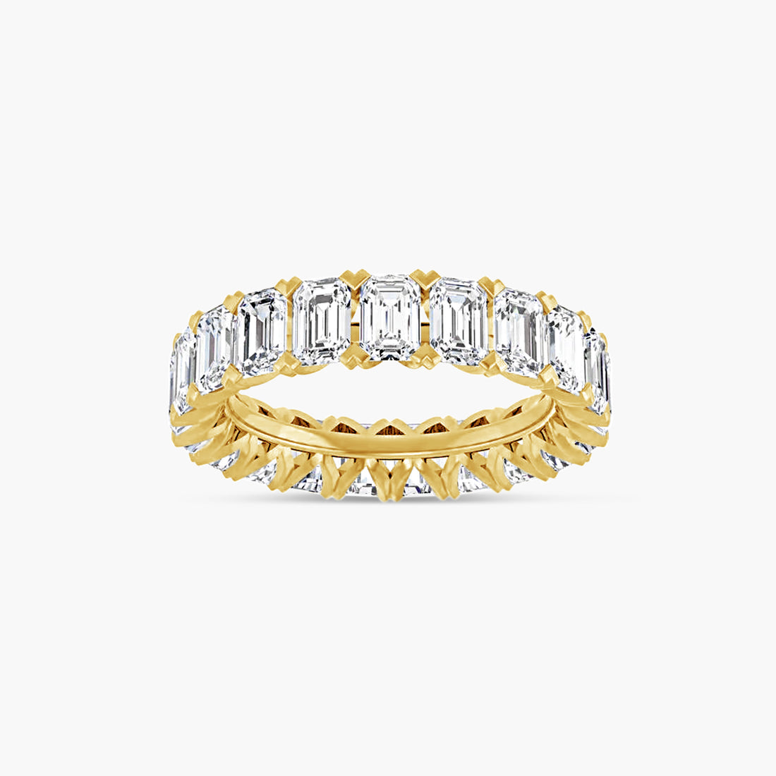 Oval & Emerald Low Profile V-Prong Eternity Band