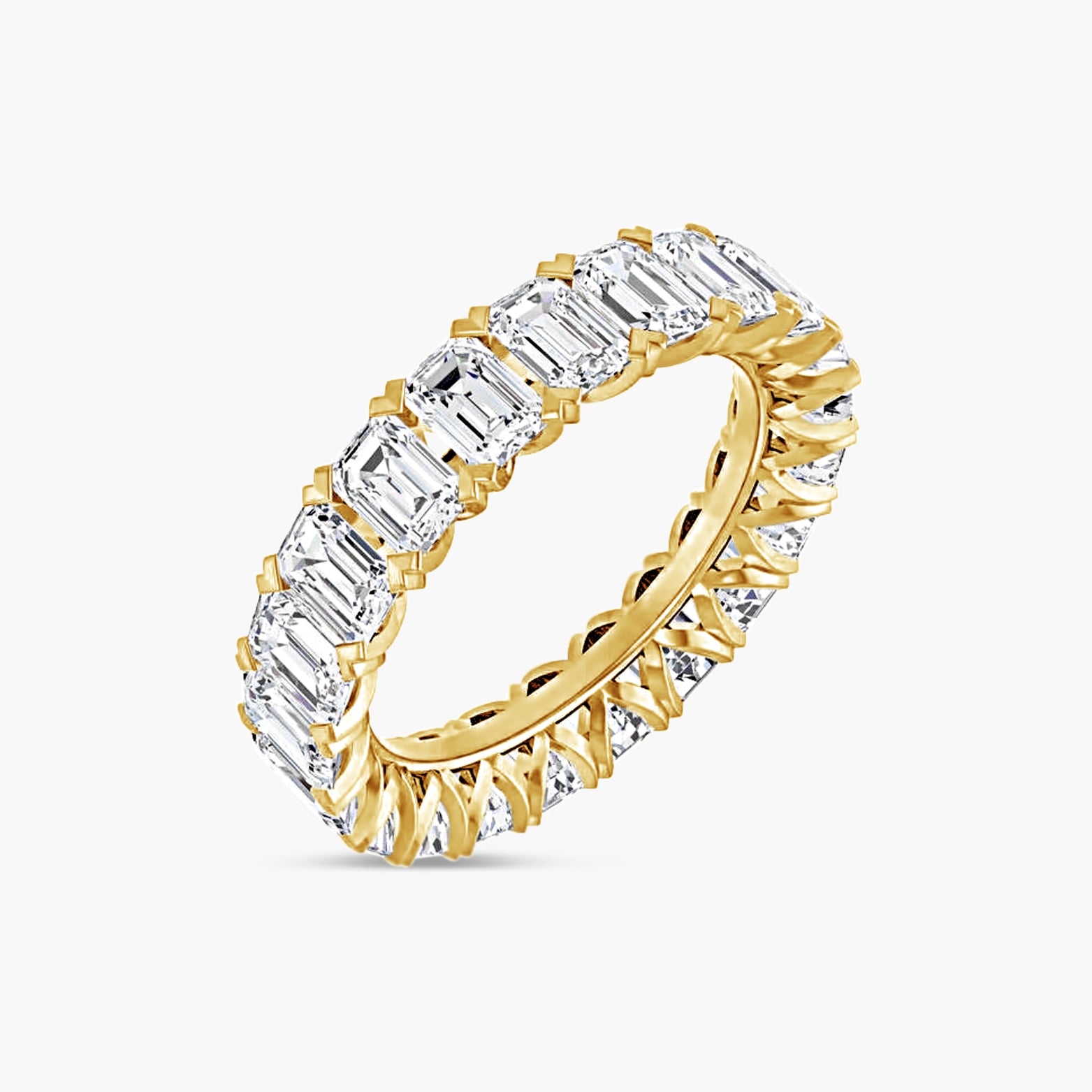 Oval & Emerald Low Profile V-Prong Eternity Band