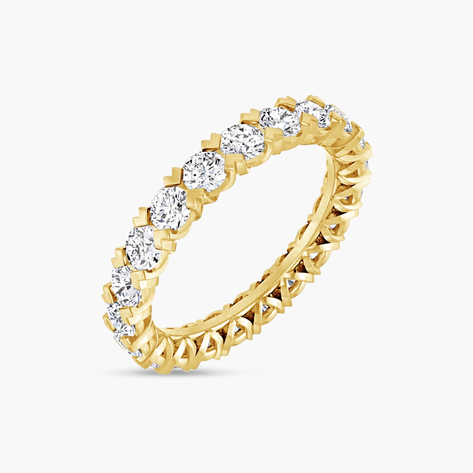 Round Low Profile V-Prong Eternity Band