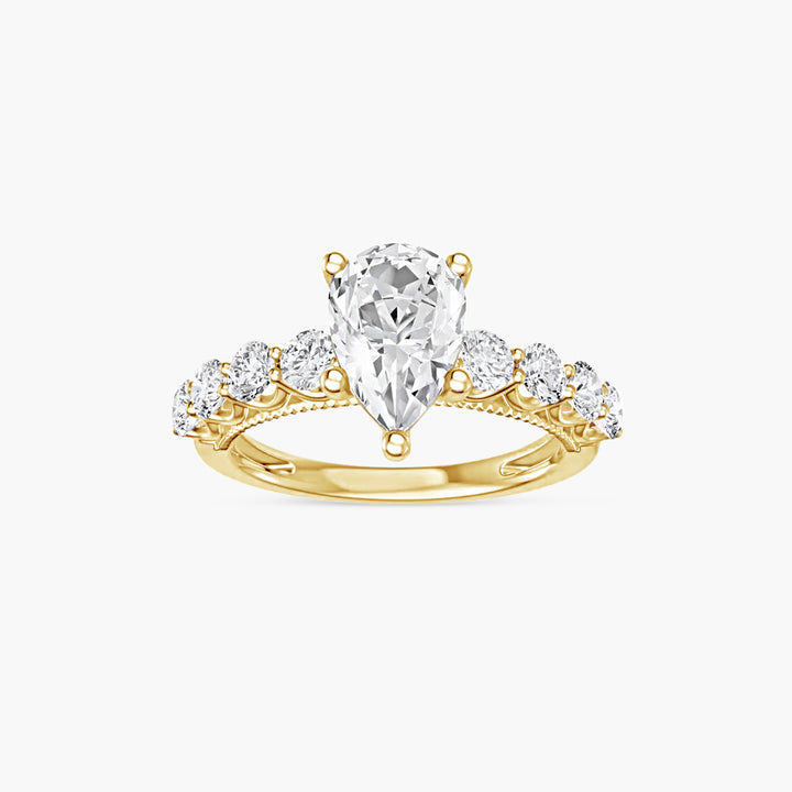 The Accented Lydia-Rose  Pear Yellow Gold