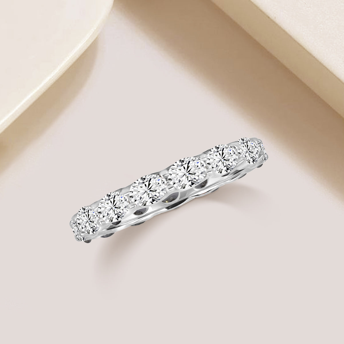 14K White 3.00 CTW Eternity Band IGL Digi Cert