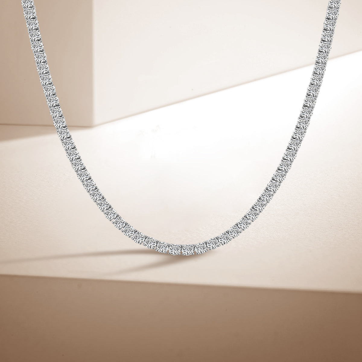 Classic Standard 4 Prong 12.00 CTW Diamond Tennis Necklace