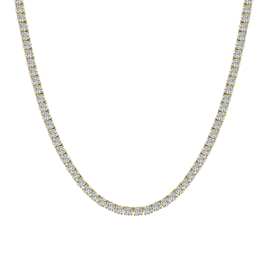 14K Yellow Classic Standard 4 Prong 3.00 CTW Straight Diamond Tennis Necklace