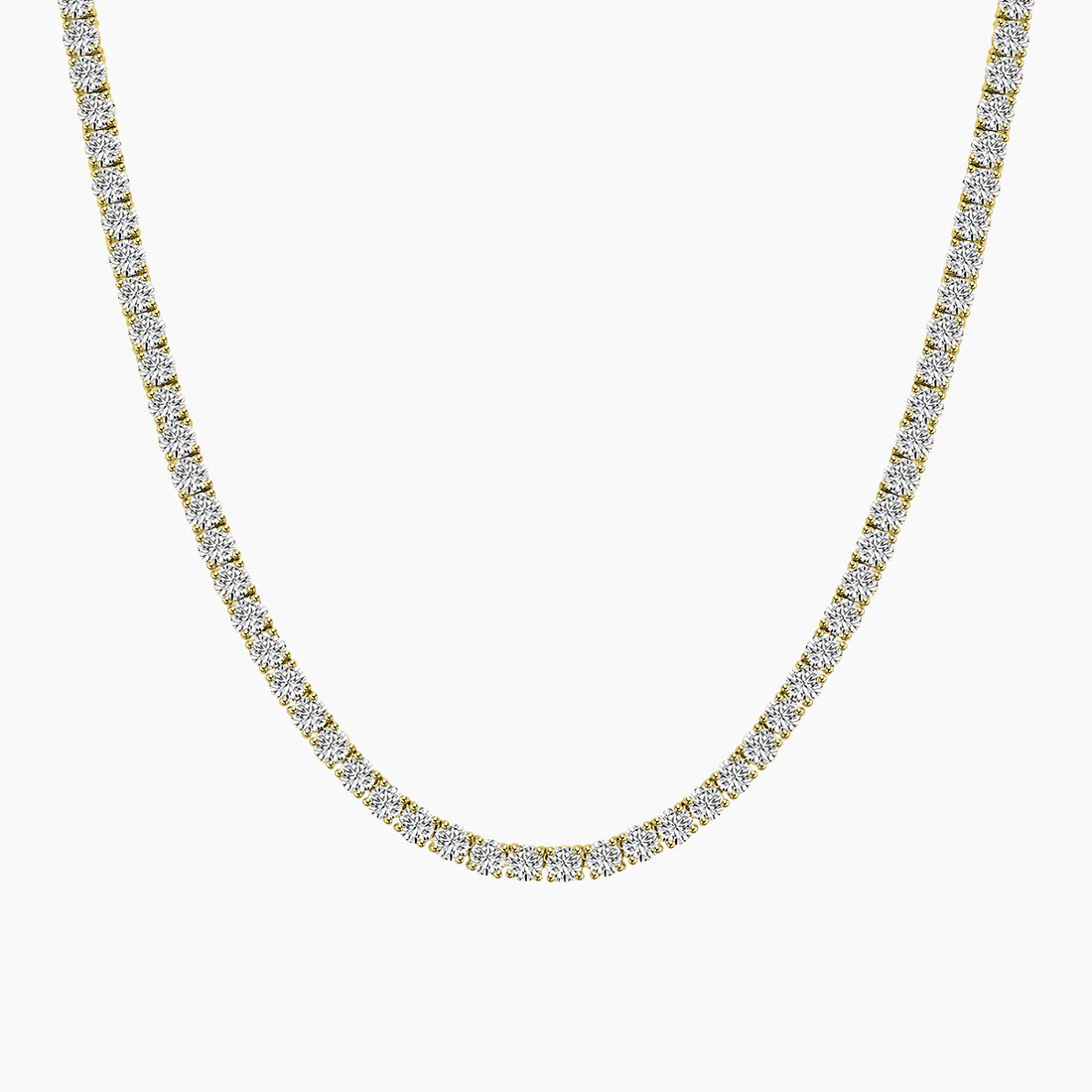 14K Yellow Classic Standard 4 Prong 3.00 CTW Straight Diamond Tennis Necklace