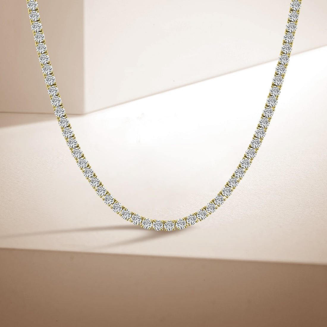 Classic Standard 4 Prong 12.00 CTW Diamond Tennis Necklace