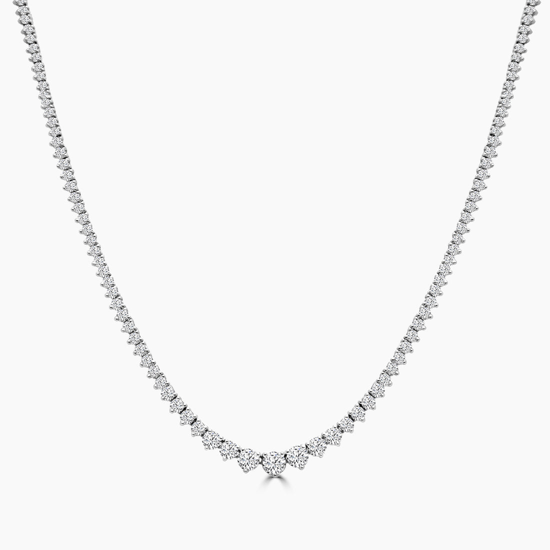 14K White 4.00 CTW Round Lab Grown Diamond Graduated Necklace