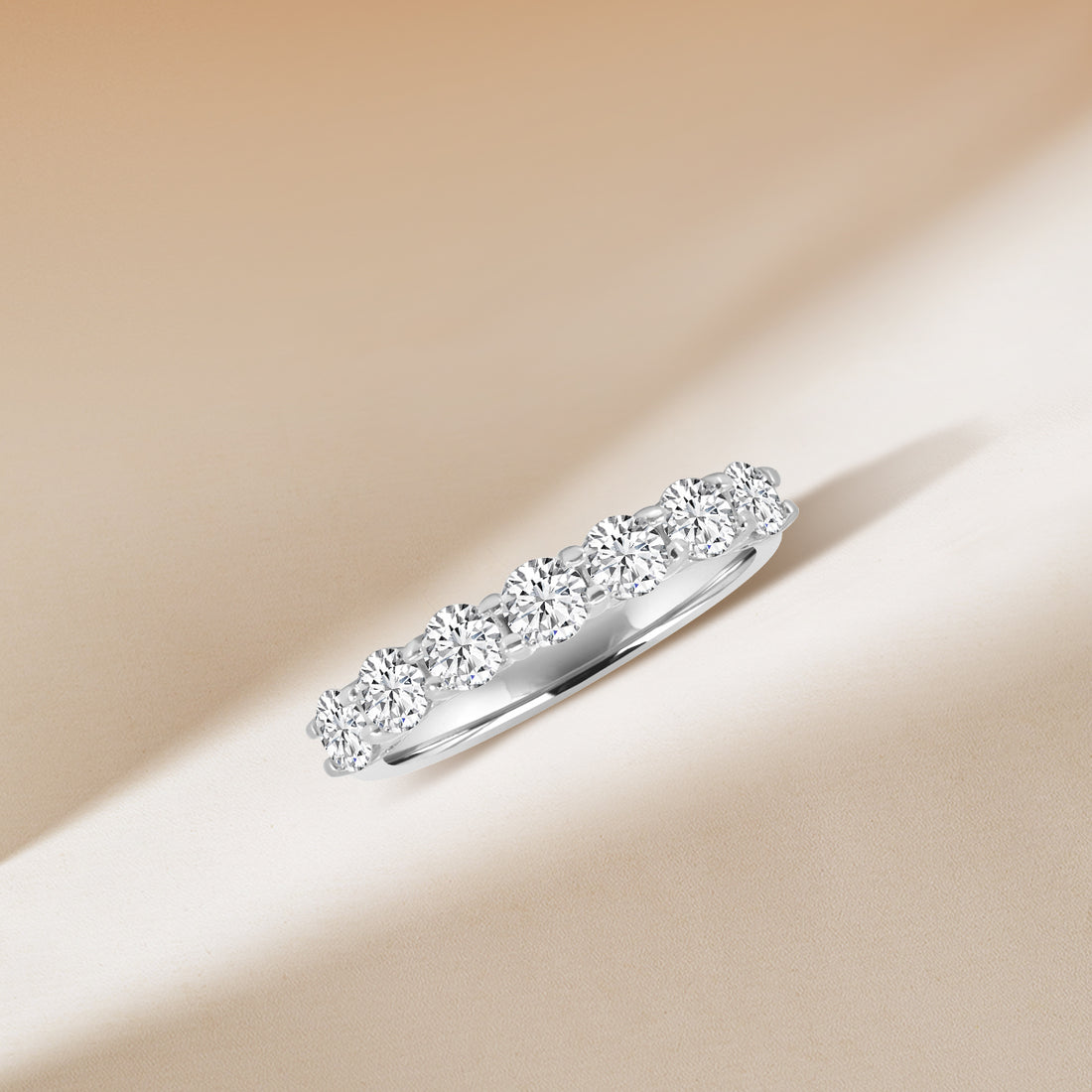 1.00 CTW Seven Stone Diamond Band In Dome Basket Setting