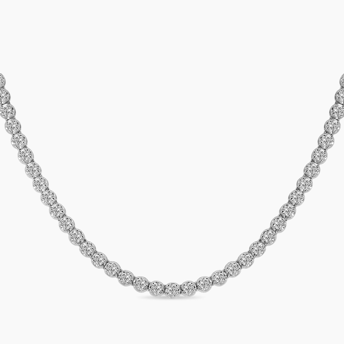 Classic Standard 4 Prong 3.00 CTW Straight Diamond Tennis Necklace In Crown Setting