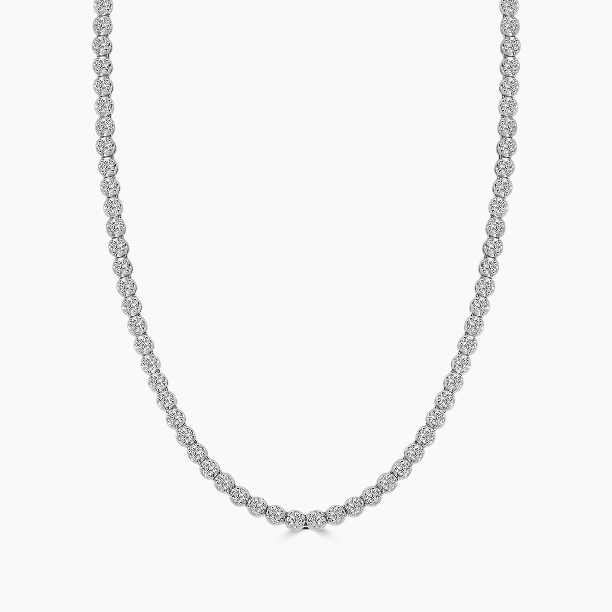 Classic Standard 4 Prong 3.00 CTW Straight Diamond Tennis Necklace In Crown Setting