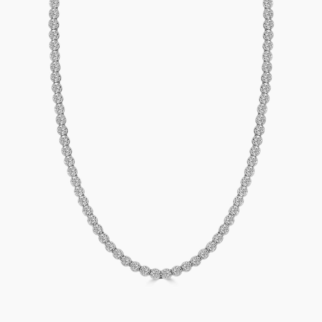 Classic Standard 4 Prong 3.00 CTW Straight Diamond Tennis Necklace In Crown Setting