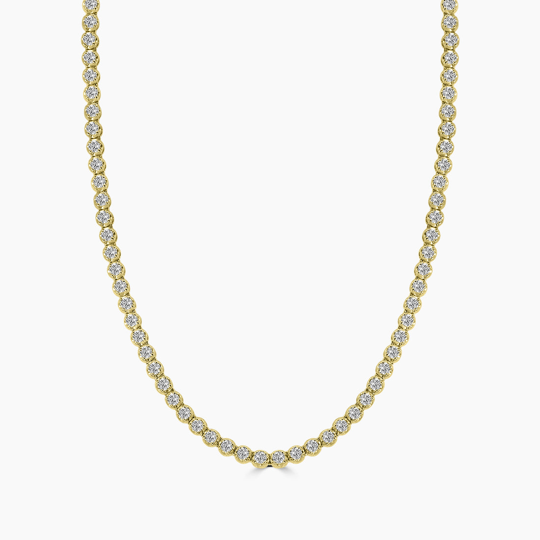 Classic Standard 4 Prong 4.00 CTW Straight Diamond Tennis Necklace In Crown Setting