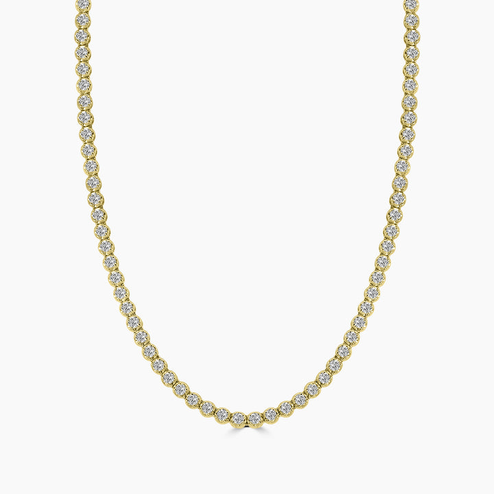 Classic Standard 4 Prong 5.00 CTW Straight Diamond Tennis Necklace In Crown Setting