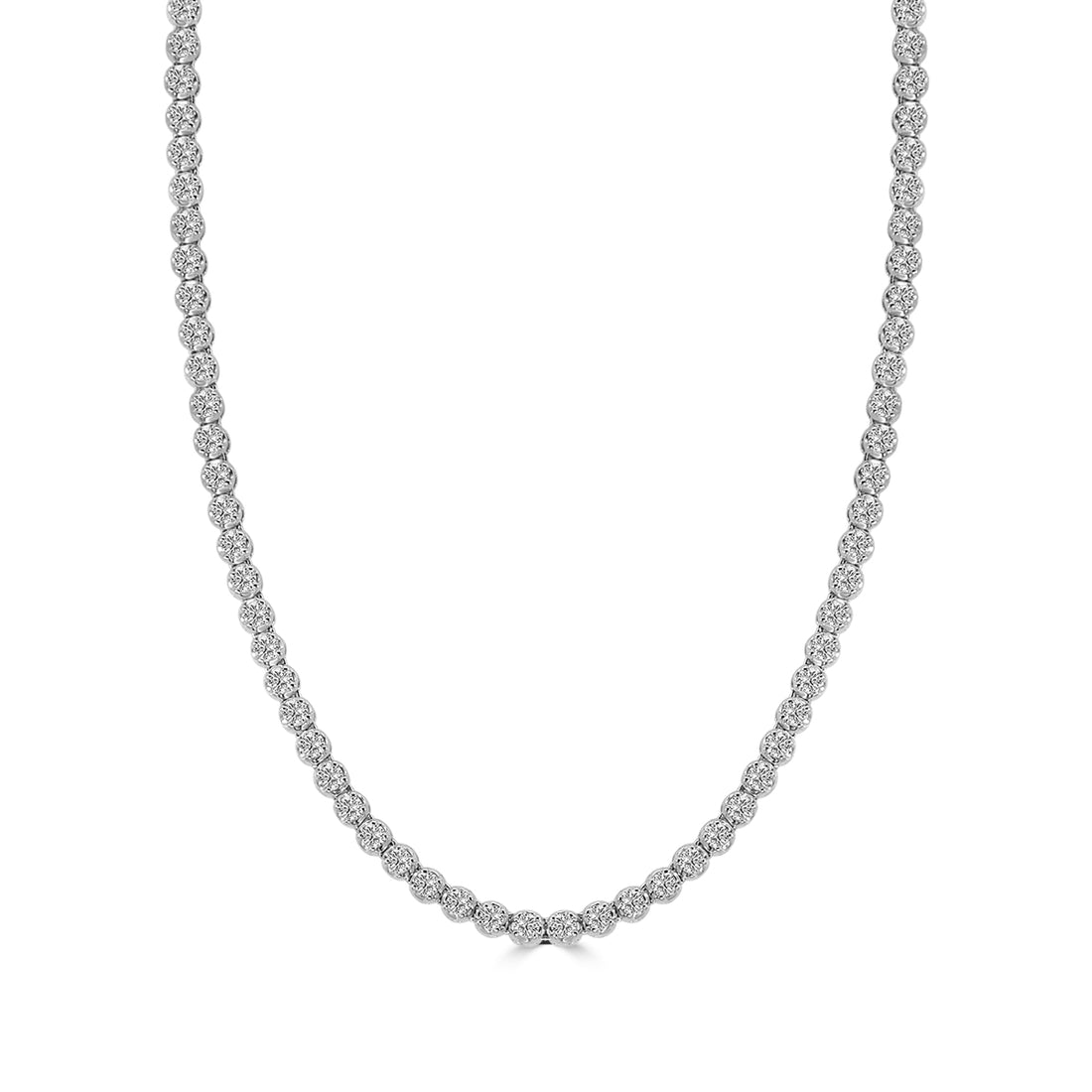 Classic Standard 4 Prong 4.00 CTW Straight Diamond Tennis Necklace In Crown Setting