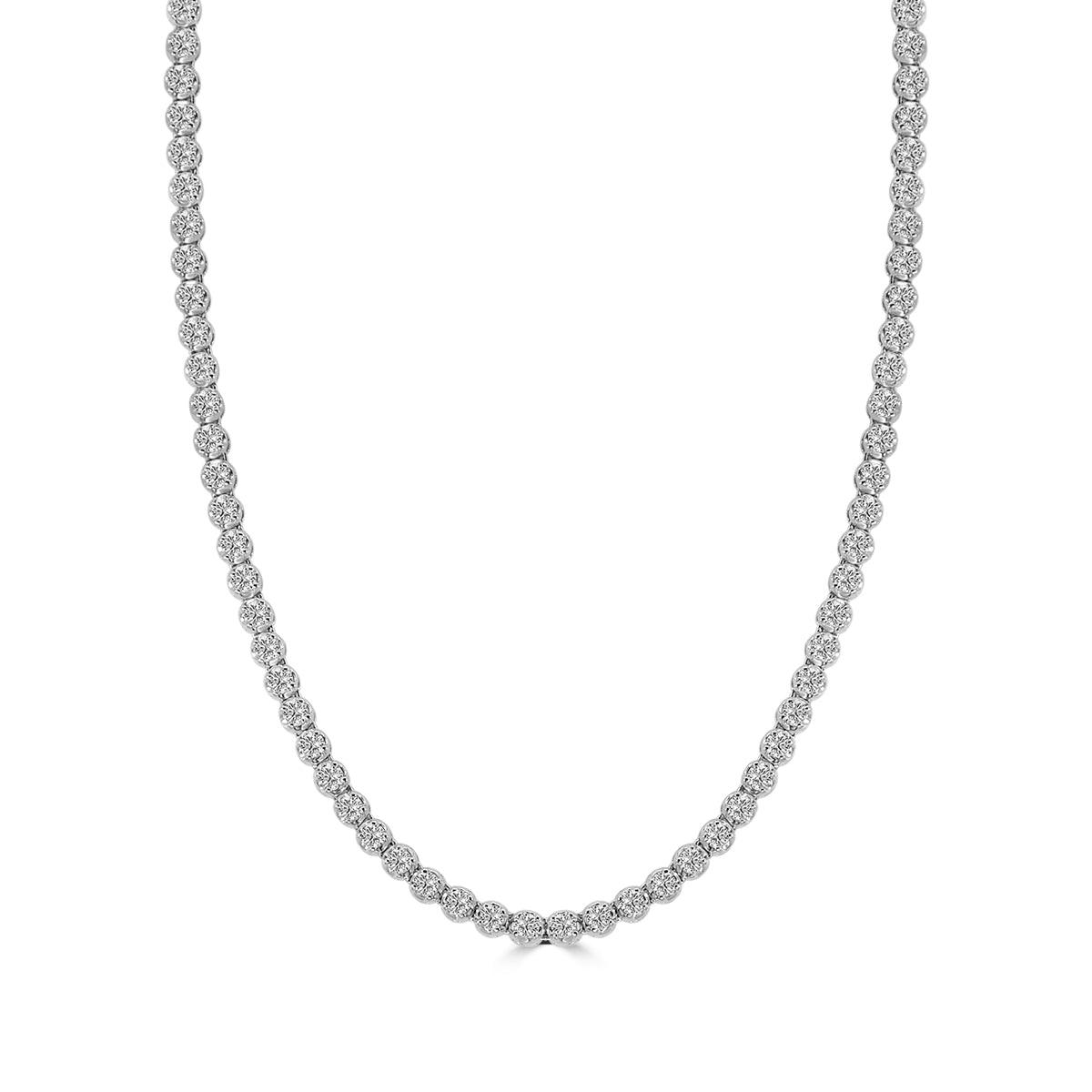 Classic Standard 4 Prong 5.00 CTW Straight Diamond Tennis Necklace In Crown Setting