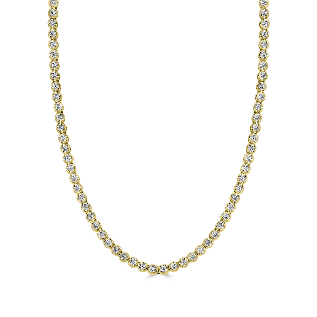 Classic Standard 4 Prong 5.00 CTW Straight Diamond Tennis Necklace In Crown Setting