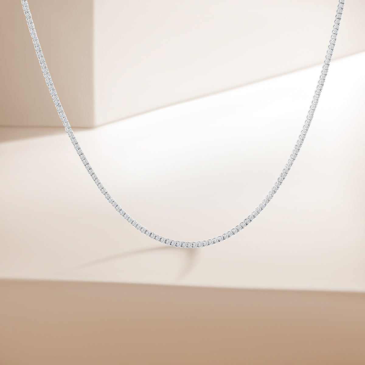 Classic Standard 4 Prong 5.00 CTW Straight Diamond Tennis Necklace