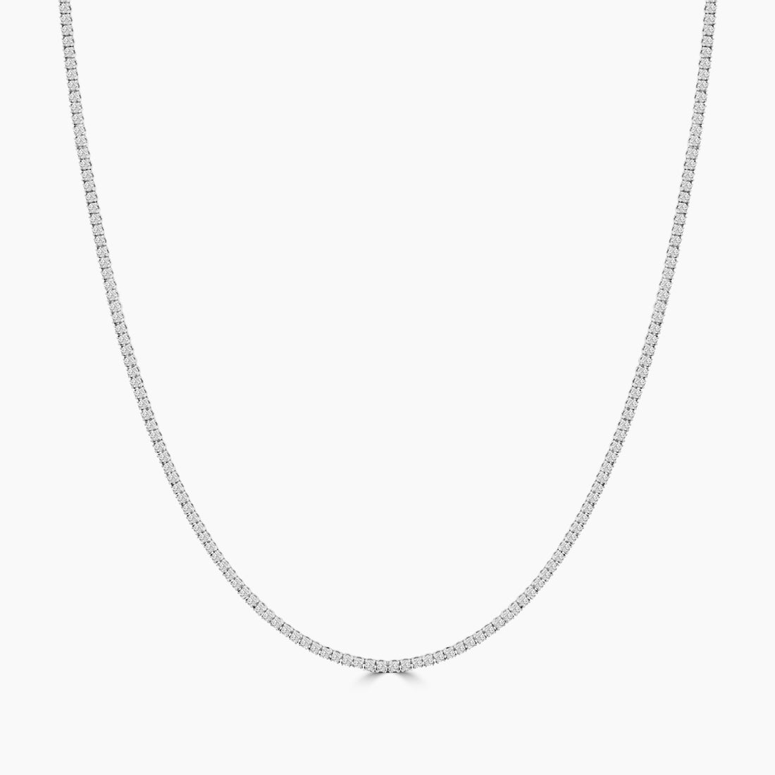 14K White Classic Standard 4 Prong 4.00 CTW Straight Diamond Tennis Necklace