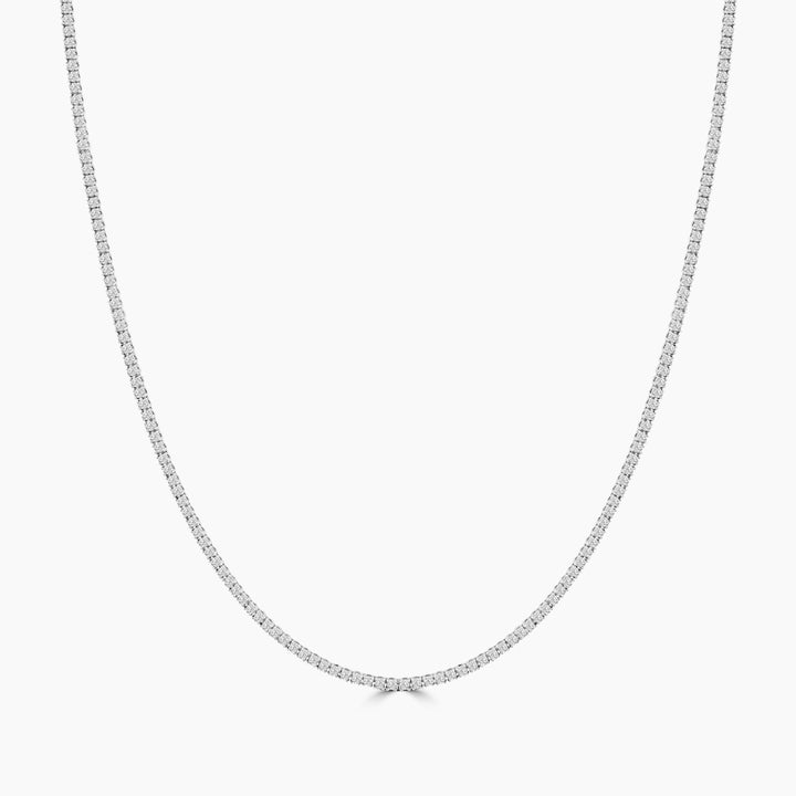 14K White Classic Standard 4 Prong 4.00 CTW Straight Diamond Tennis Necklace