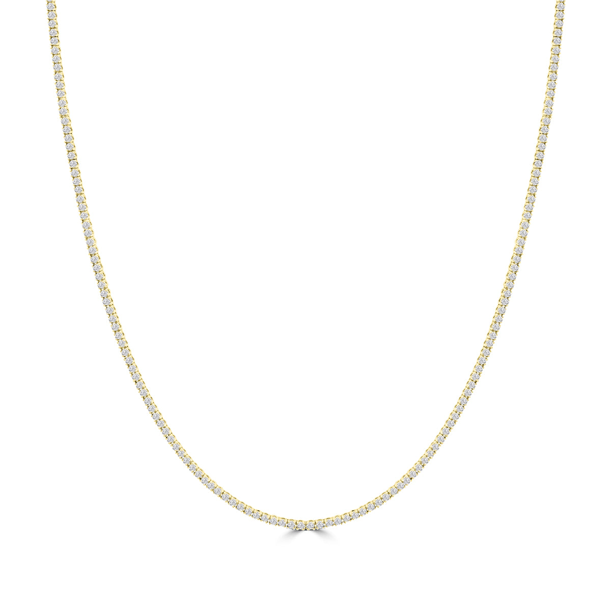 14K Yellow Classic Standard 4 Prong 3.00 CTW Straight Diamond Tennis Necklace