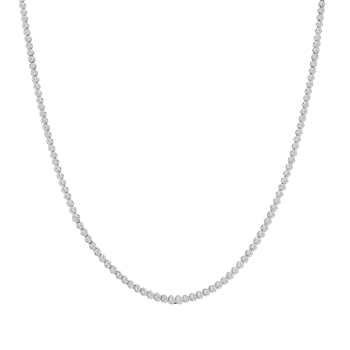 Classic Standard 4 Prong 5.00 CTW Straight Diamond Tennis Necklace In Crown Setting