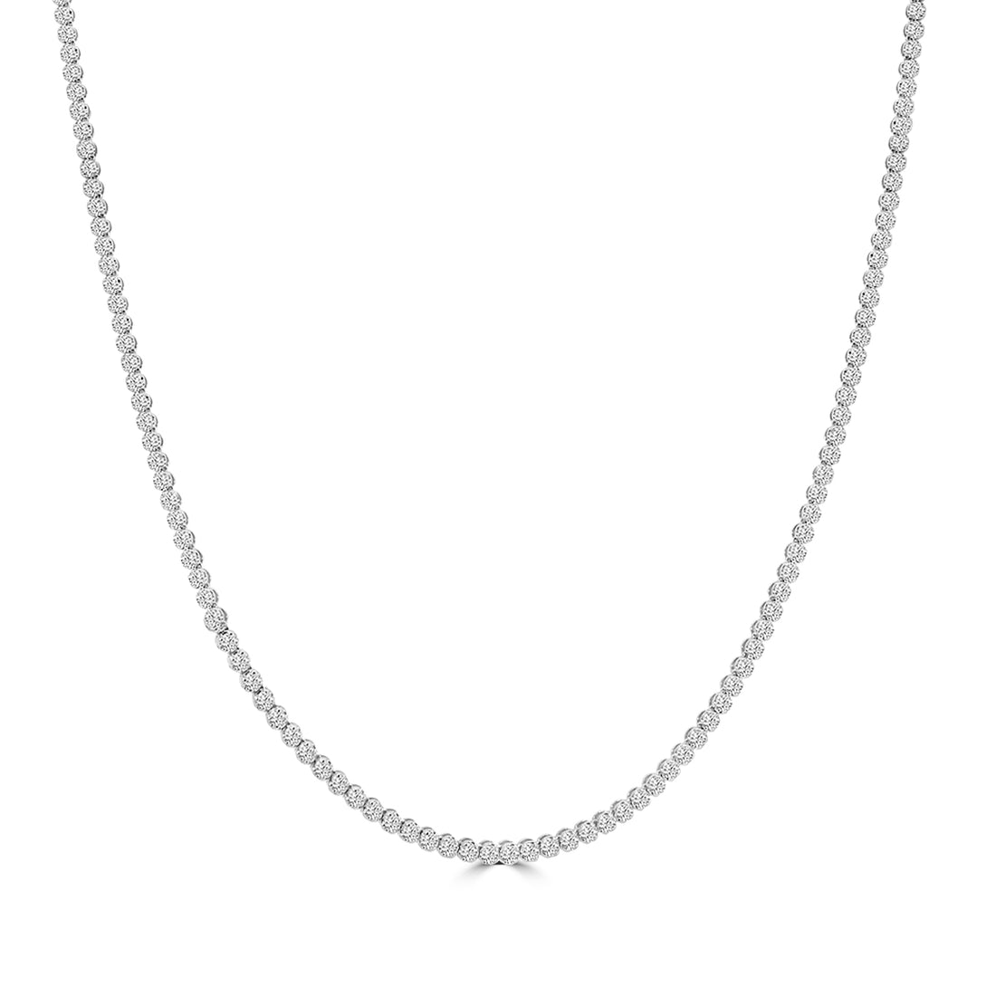 Classic Standard 4 Prong 3.00 CTW Straight Diamond Tennis Necklace In Crown Setting