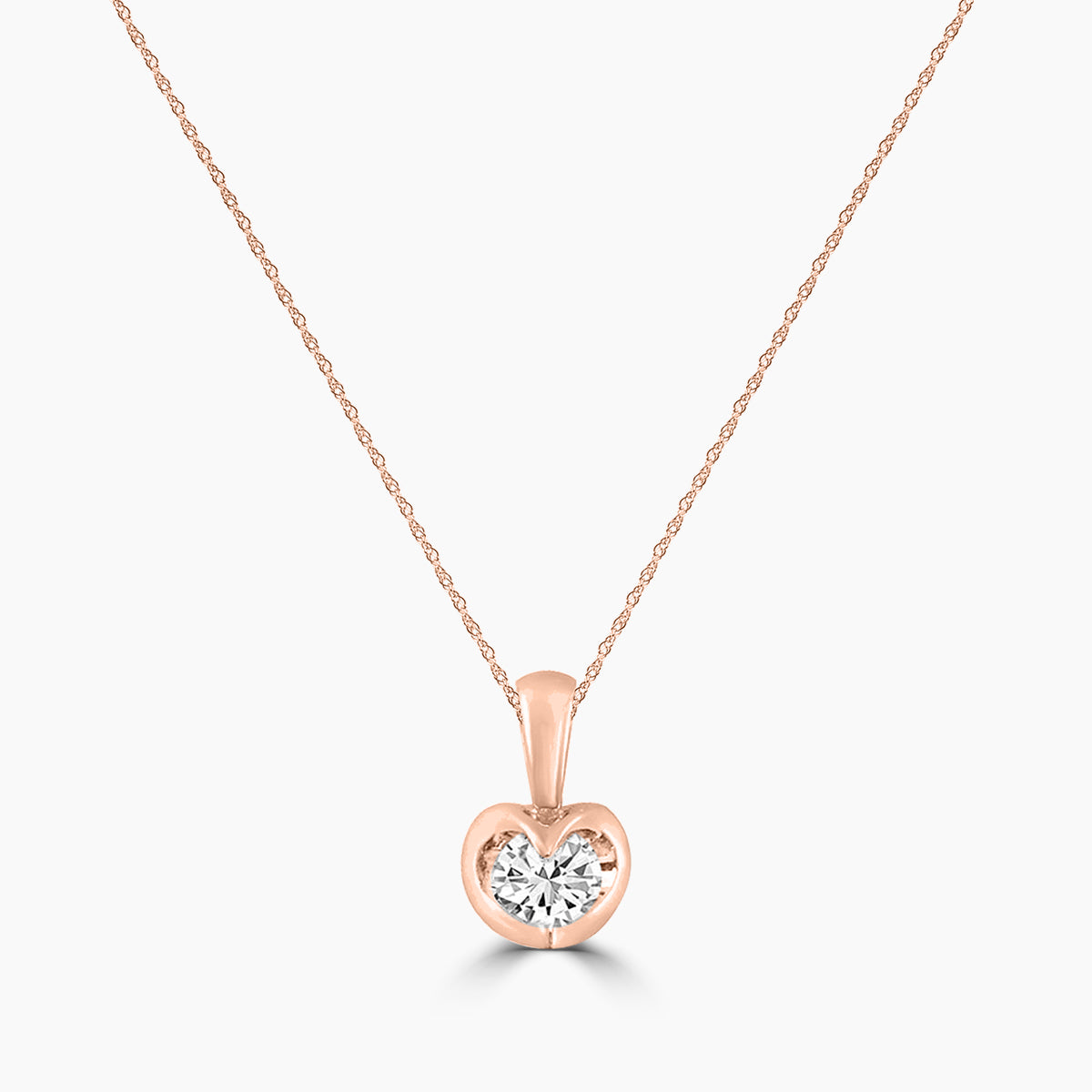 14K Rose 0.50 CTW Diamond Solitaire Tension-Set Pendant With Chain