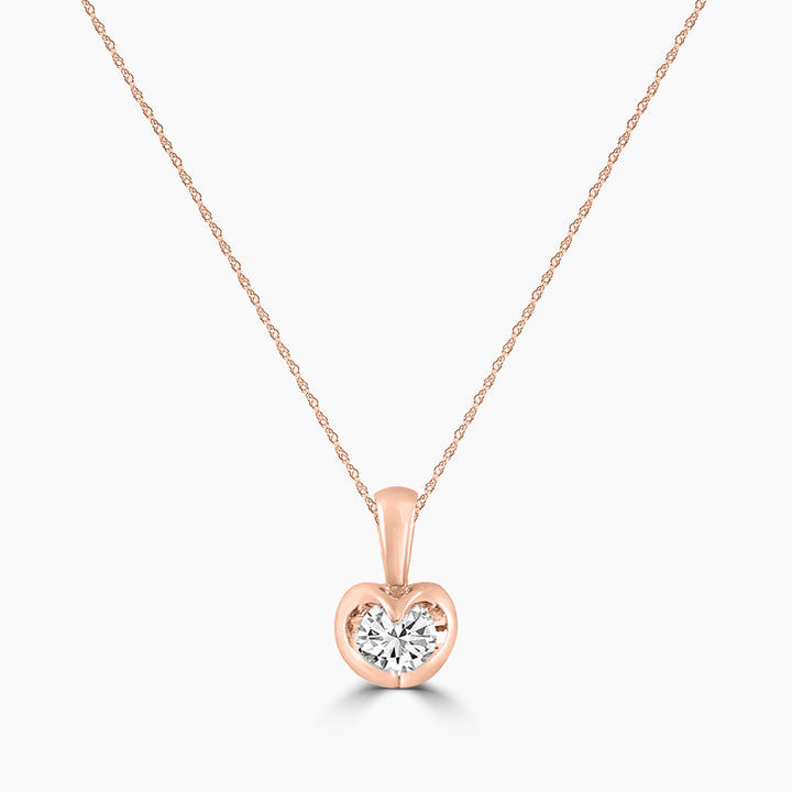 14K Rose 0.50 CTW Diamond Solitaire Tension-Set Pendant With Chain