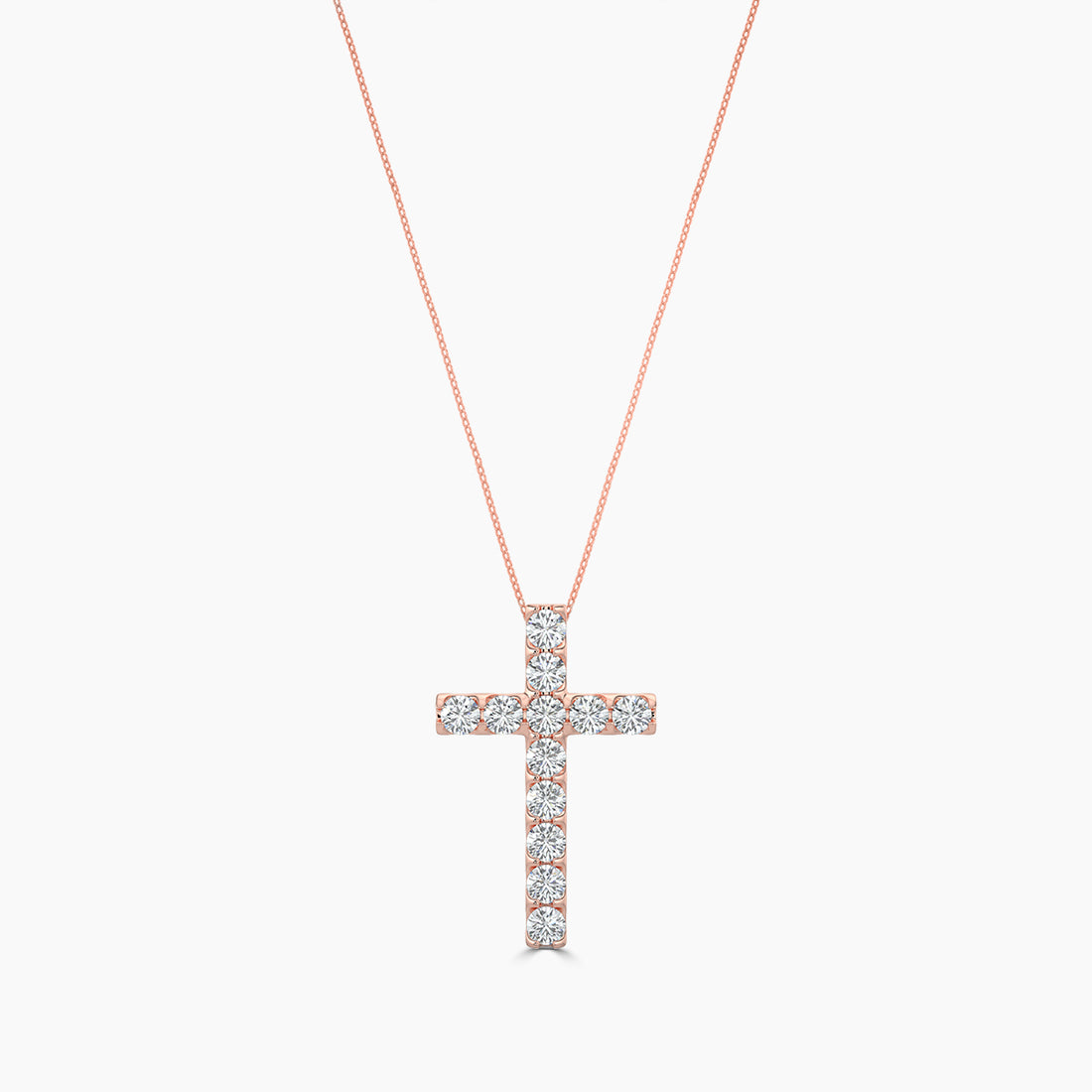 1.00 CTW Cross Diamond Pendant With Chain