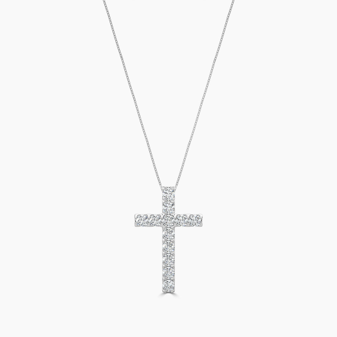 1.00 CTW Cross Diamond Pendant With Chain