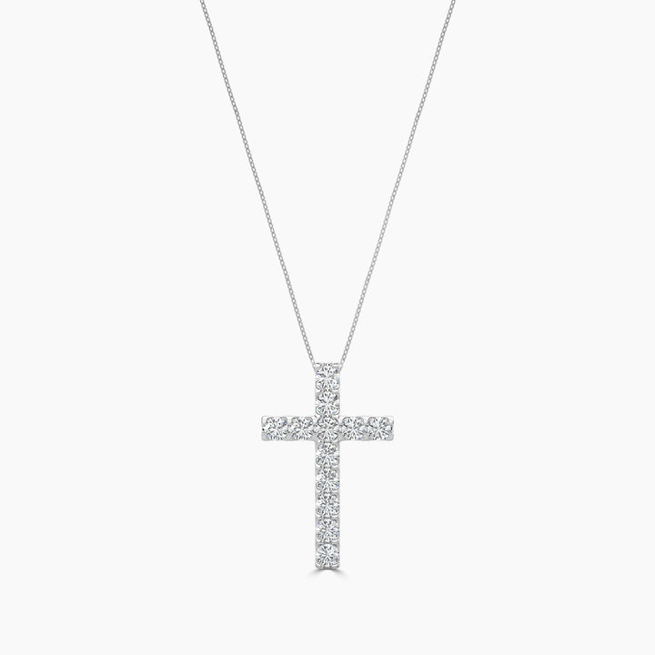 1.00 CTW Cross Diamond Pendant With Chain