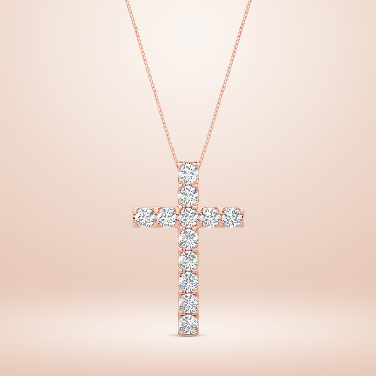 1.00 CTW Cross Diamond Pendant With Chain