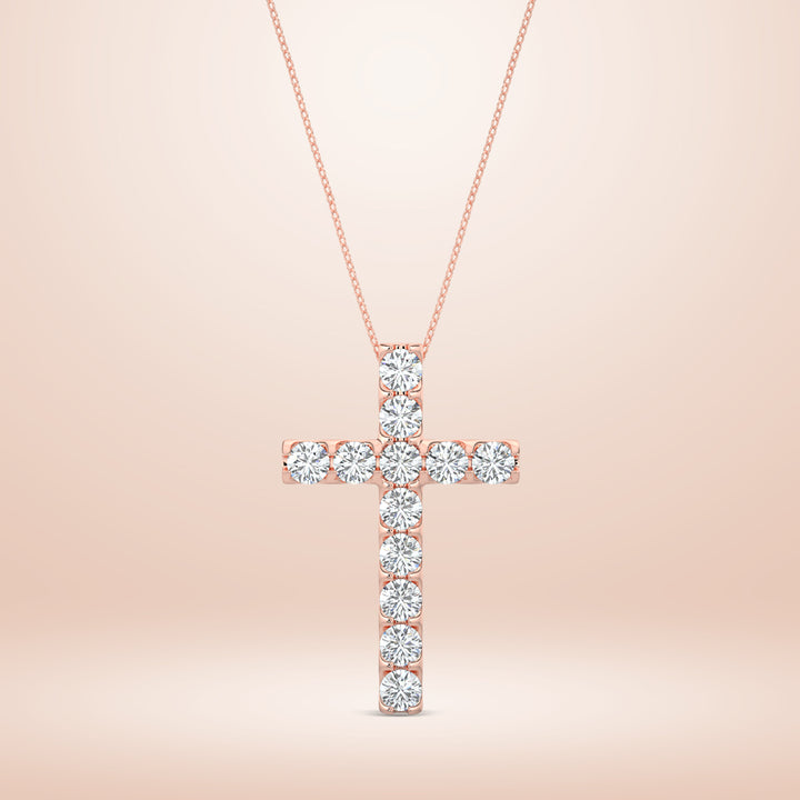 1.00 CTW Cross Diamond Pendant With Chain
