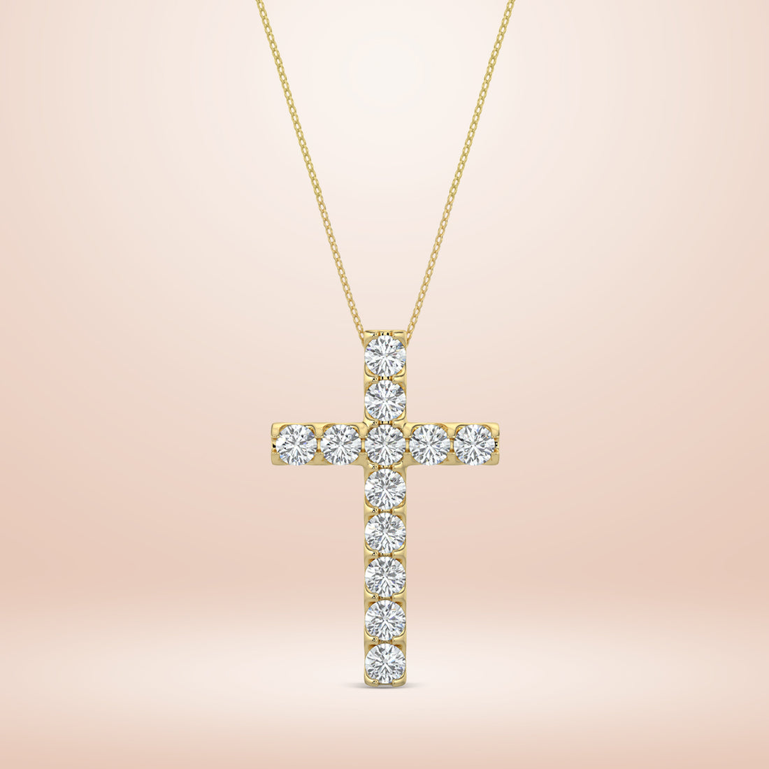 1.00 CTW Cross Diamond Pendant With Chain