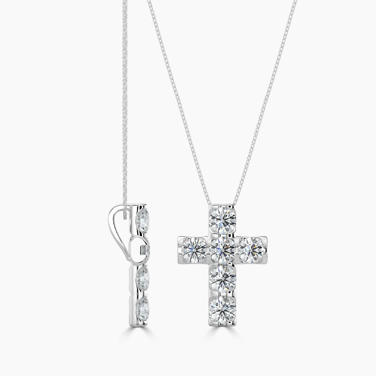 1.00 CTW Cross Diamond Pendant With Chain