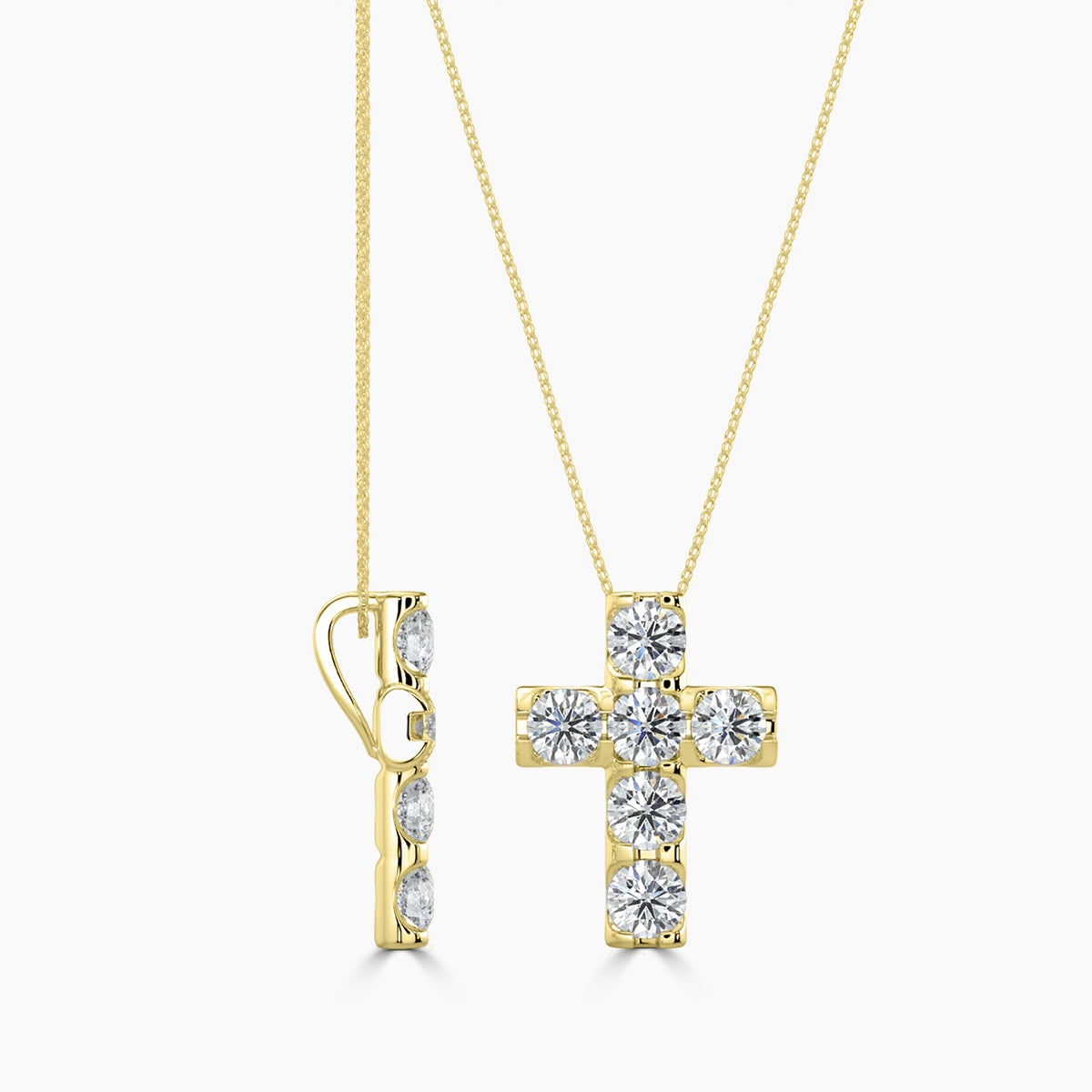 1.00 CTW Cross Diamond Pendant With Chain