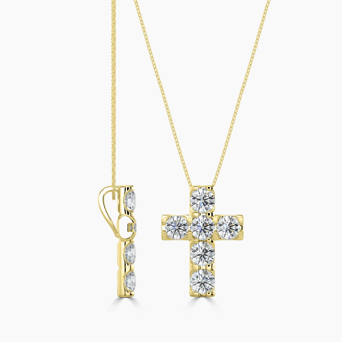 1.00 CTW Cross Diamond Pendant With Chain