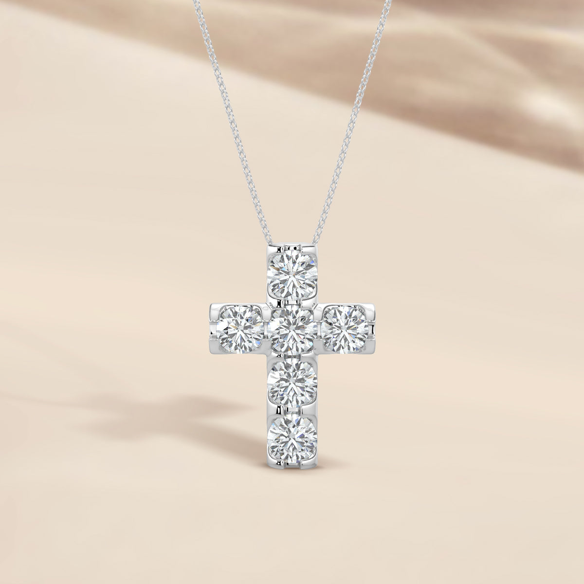 1.00 CTW Cross Diamond Pendant With Chain