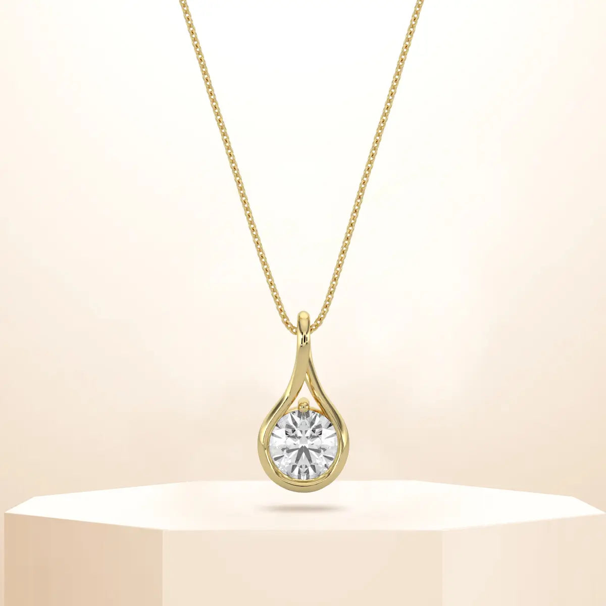 14K Yellow 0.50 CTW Infinity Solitaire Pendant With Chain