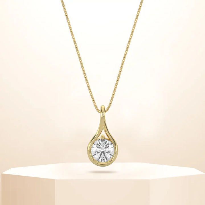 14K Yellow 0.50 CTW Infinity Solitaire Pendant With Chain