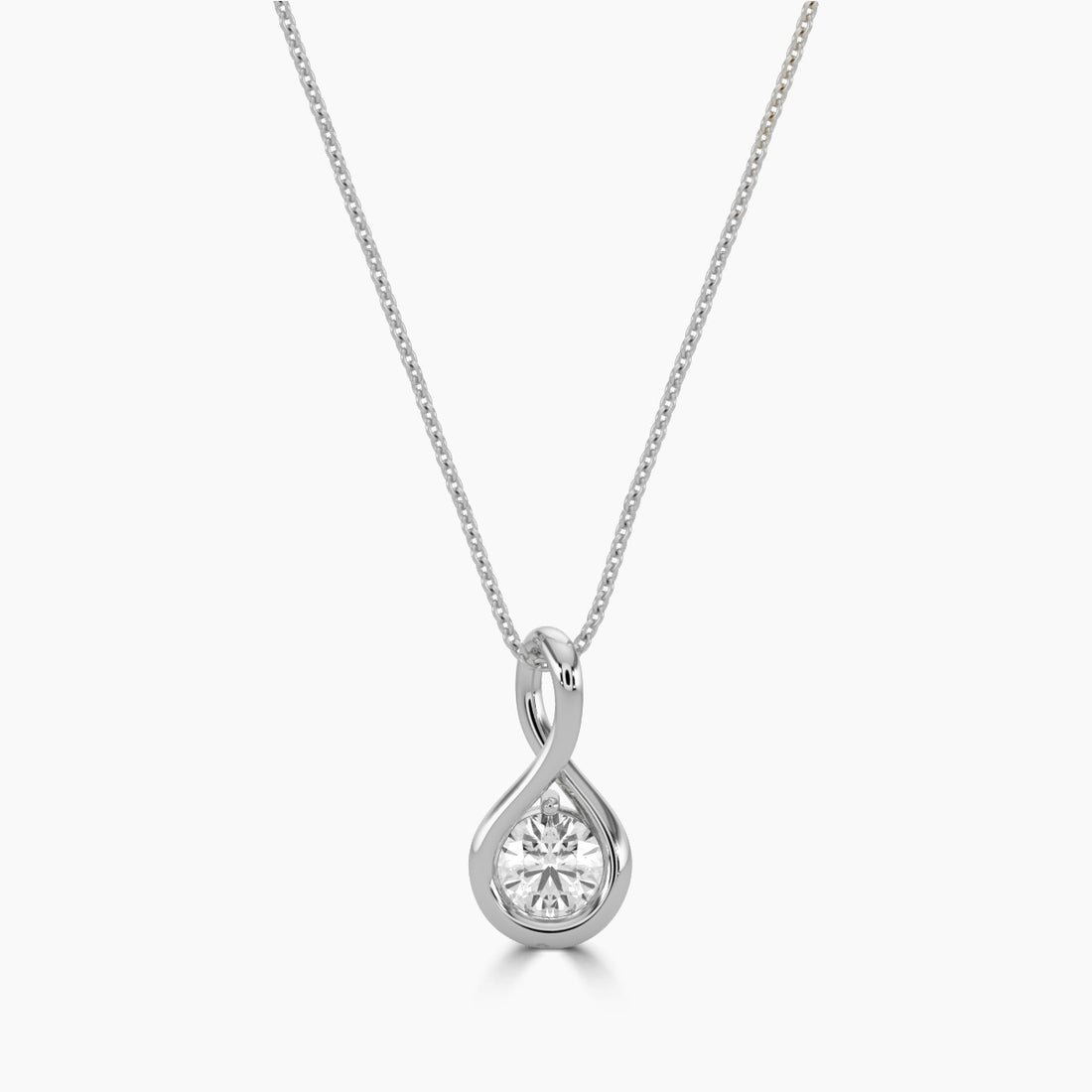0.20 CTW Diamond Twisted Solitaire Pendant With Chain