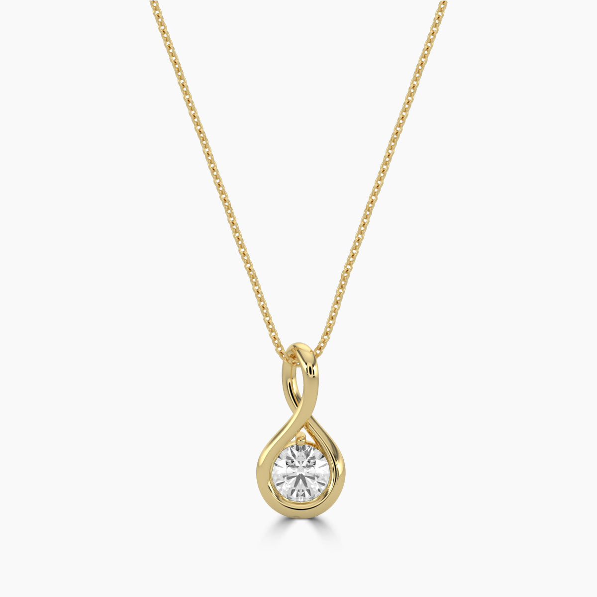 0.20 CTW Diamond Twisted Solitaire Pendant With Chain